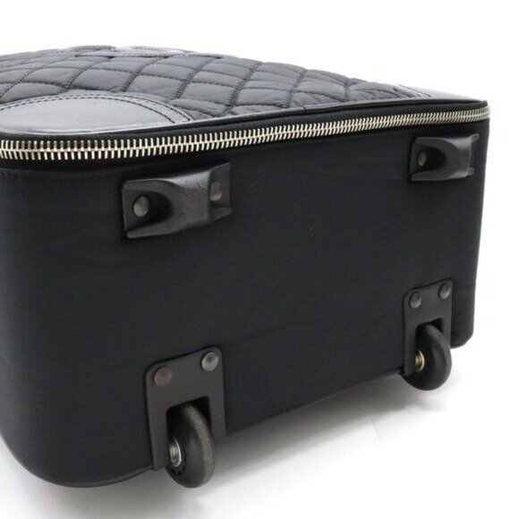 CHANEL CC Quilted Nylon Luggage Carry-on Trolley Wheels Travel Bag Baggage Tote - Picture 3 of 16